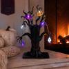 Spooky Seasonal Room Accents Halloween Lighted Ghost Tree Centerpiece with LED Lights, Pumpkin Bat Desktop Decorations for Home Spider Light