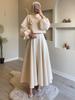Autumn  Dubai Floral Lantern Sleeve Loose Dress & Skirt Set for Women