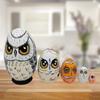 5x Cute Matryoshka Ornaments Traditional Classic Wooden Dolls Toys Owl Russian Nesting for