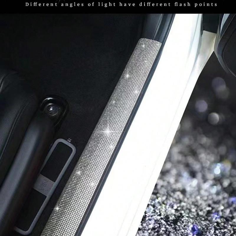 Sparkling Diamond Design Car Door Sill Protector Sticker, 1 Piece, for Car Door/Single Door
