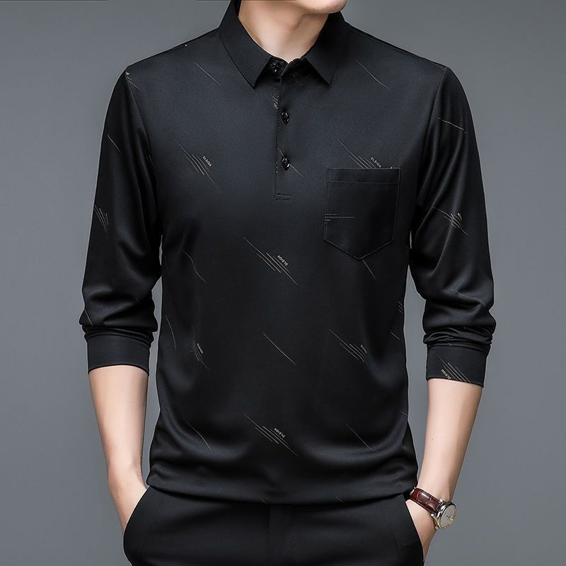Men Business Fashion Long Sleeve Polo Shirts Spring Autumn New Lapel Korean Male Clothes Streetwear Casual Thin Smooth Tops 2026
