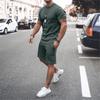 New Men's Summer Street Men's Short-sleeved Shorts Two-piece Men's Casual Sports Large Size Suit Men