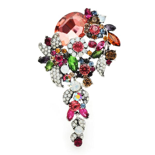 Luxury Crystal Flower Brooches For Women Color Palace Style Flower Party Office Brooch Pin Gifts