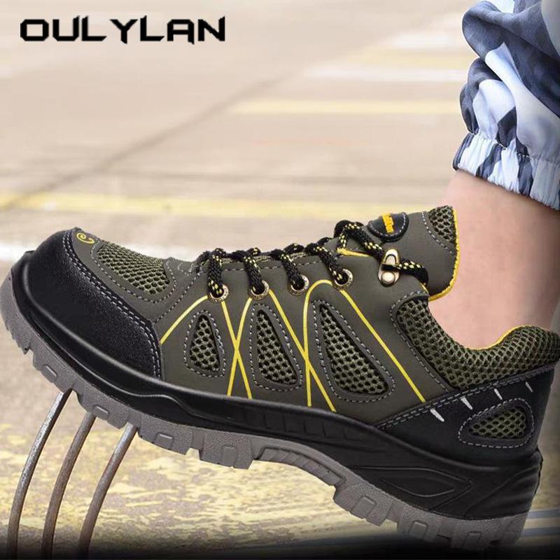 Oulylan Male Anti-Smash Work Protection Sneakers Wear-Resistant Steel Toe Safety Footwear Fashion Breathable Comfort Labor Shoes