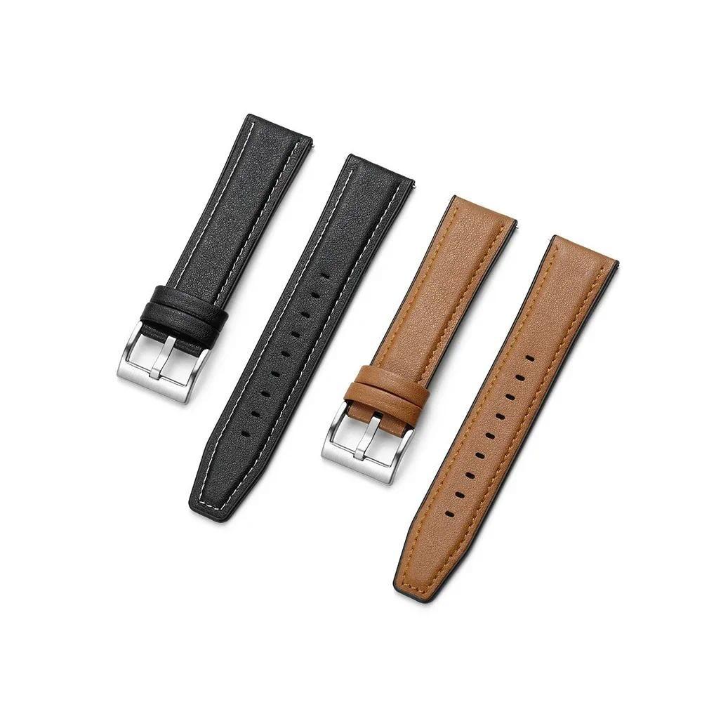 20mm 22mm Leather Silicone Strap for Samsung Galaxy Watch 6 Classic Gear S3 7 6 5 4 40 44mm Band for Huawei GT4 Ultimate Redmi W