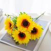7 Head Artificial Flowers Silk Sunflower Wedding Bridal Bouquet Home Room Table Decor Outdoor Yard Garden Wall Festival Diy Gift