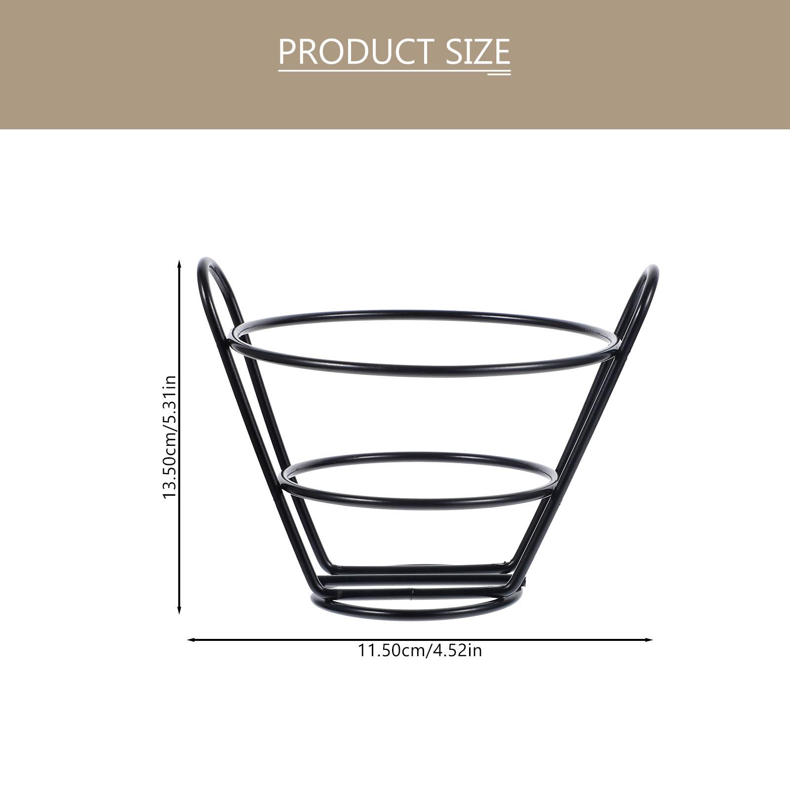 

Iron Tapered Snack Basket Strong Metal Food Holder Hollow Out Design French Fries Container Restaurant Decor Multi Function чорний