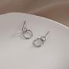 New Fashion Simple Geometric Personalized 925 Sterling Silver Hollow Circle INS Cross Double Ring Circular Earrings TYB623