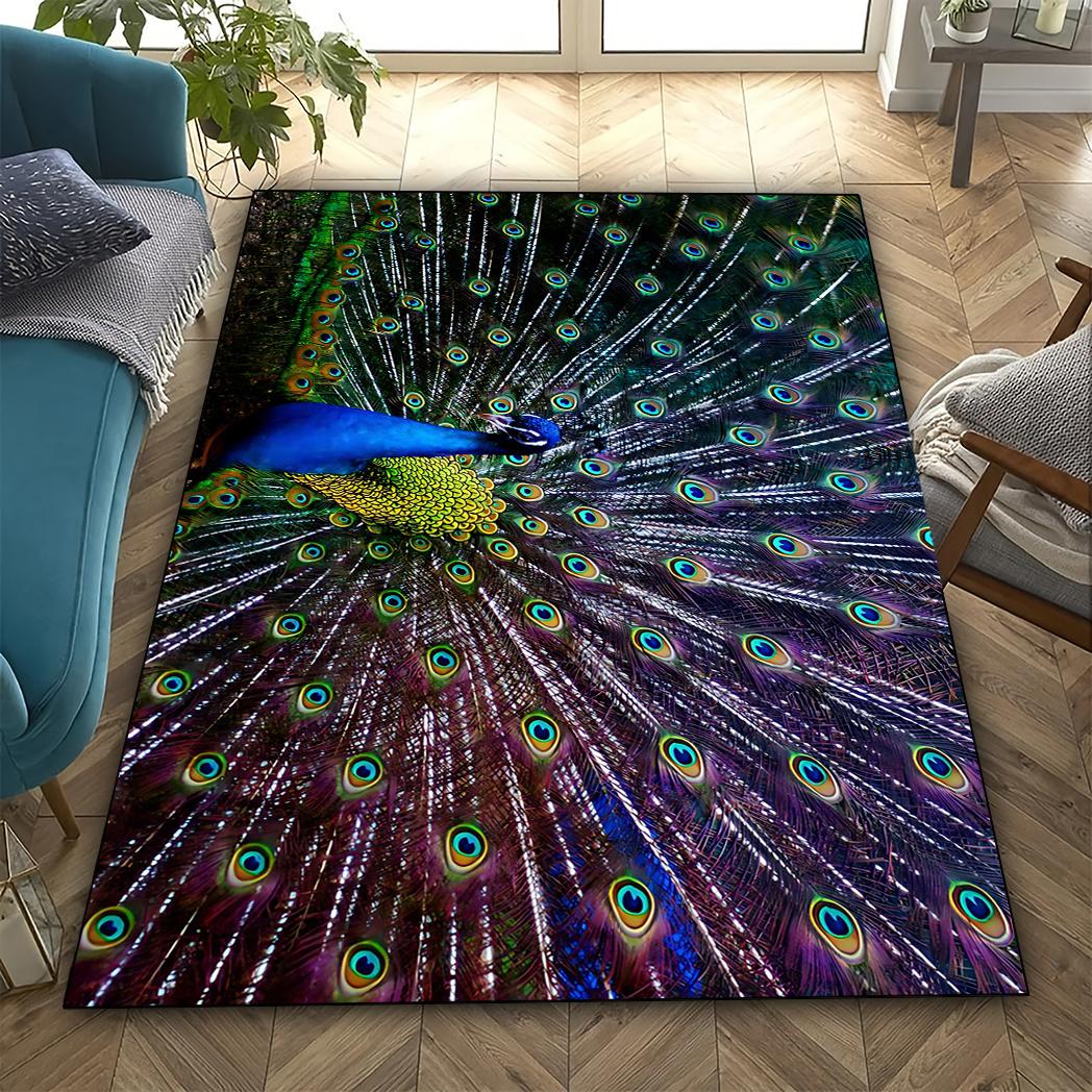 

Ковер с узором павлина, Моющийся полиэстер, Ручная стирка, Подходит для гостиной, Для внутреннего и наружного использования, Домашнее украшение 60x90(23x35in)