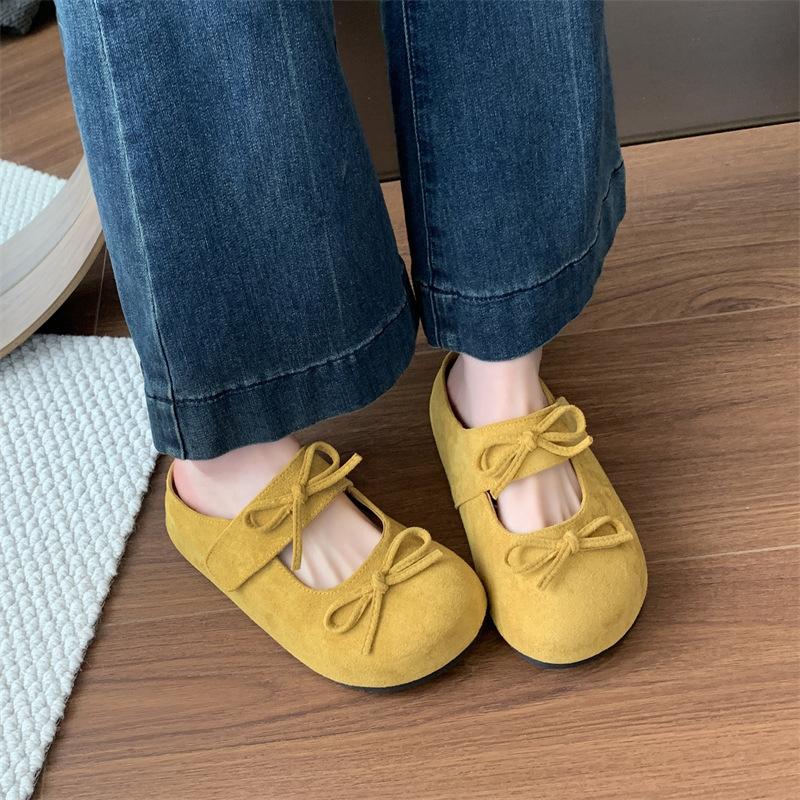 Fashion Retro Style Women's Shoes Autumn Height-enhancing Fashionable Bow Outdoor Round-toed Mary Jane Shoes