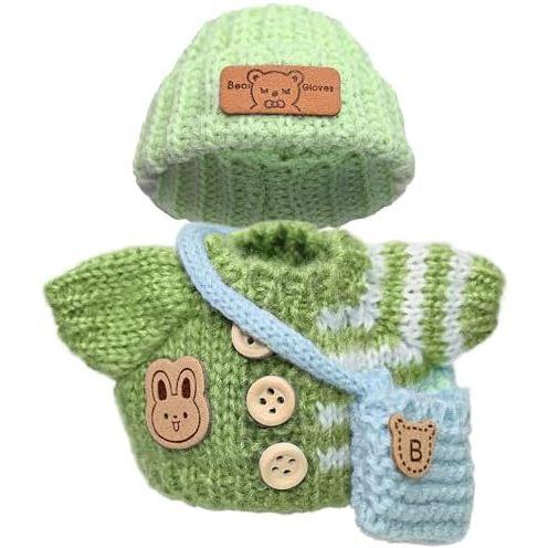 LBB 17cm Cute Cartoon Dolls Clothes Set 3-Piece Crochet Accessory Suit-Hat & Backpack for 15cm Dolls