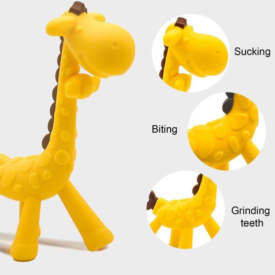 yangyizhi Baby Giraffe Teether, Silicone Chewing Toy for Soothing Gums, Anti-Choking Guard, Food Grade BPA-free Teething Relief Infants