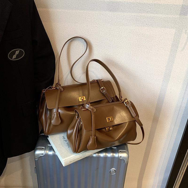 Premium commuter large-capacity bag women's 2025 new solid color messenger bag fashionable shoulder bag tote bag