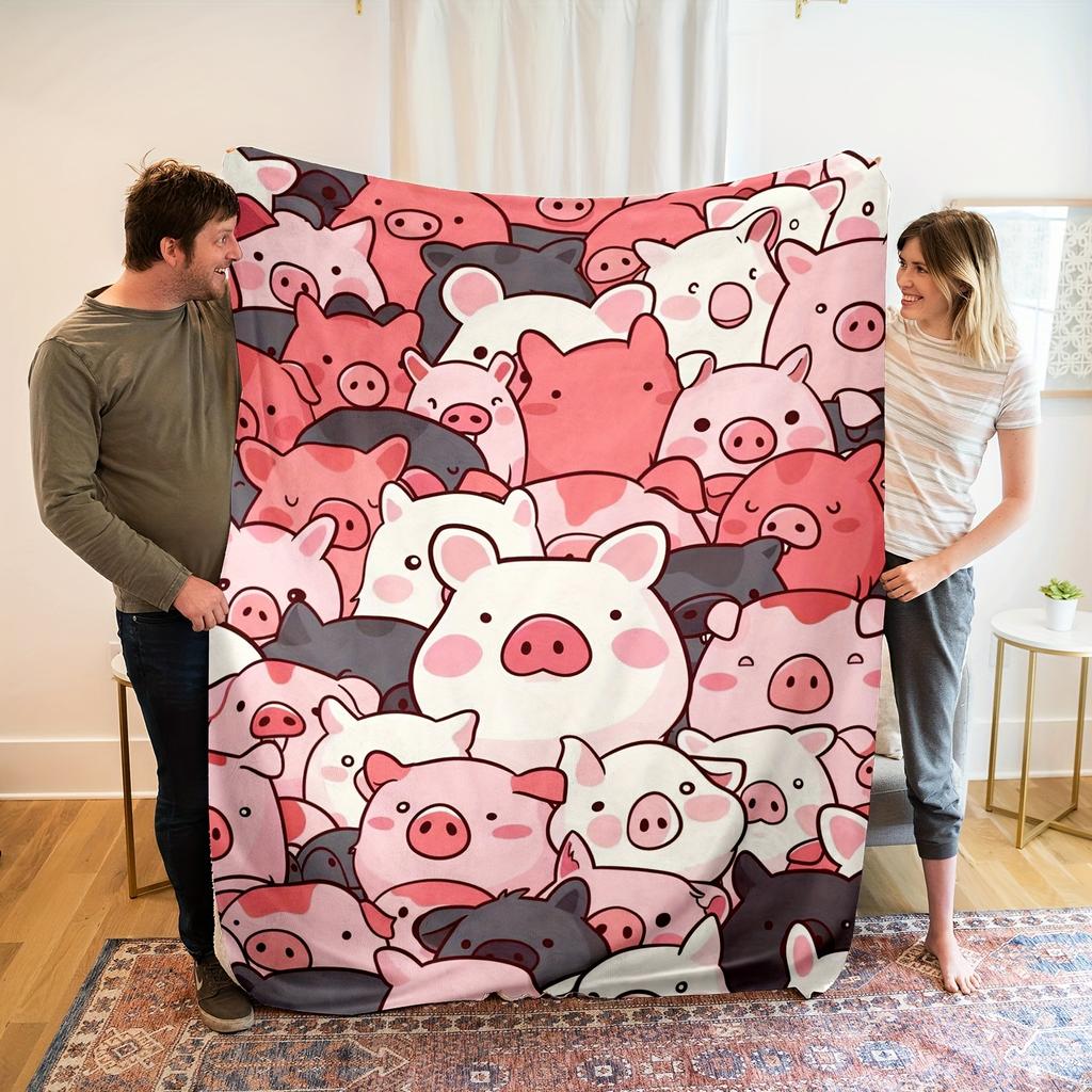 Cute Pig Collage Blanket - Soft, Cozy, Stylish Decor for Ultimate Home Comfort and Ideal Gift for Animal Lovers