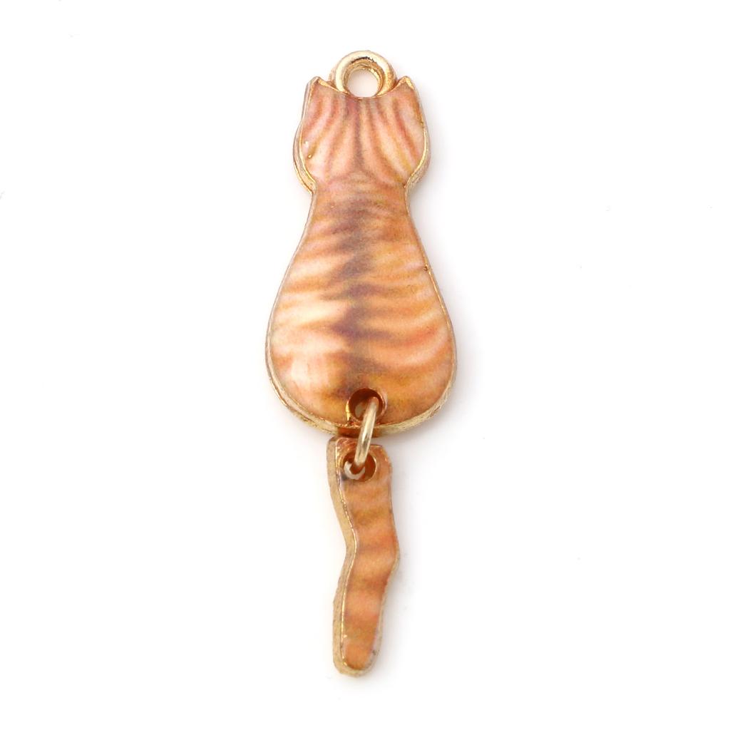 10PCs Cat Enamel Gold Color Metal Charms Animal Pendants Multicolor DIY Making Necklace Earrings Women Fashion Jewelry 3.5cmx1cm