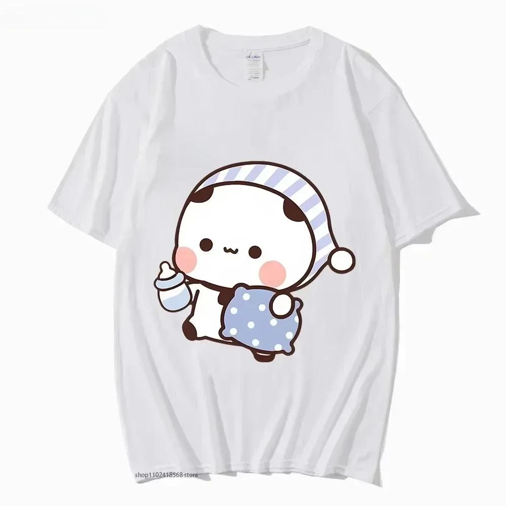 Maglietta per Coppia Carina BuBu Panda Che Va a Dormire con Grafica Orsetto DuDu Maglietta Abbigliamento Donna Top con Maniche Abbigliamento Donna