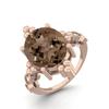 12X10mm Oval Smoky Quartz Solitaire 925 Sterling Silver Rose Vermeil Beaded Women Engagement Ring