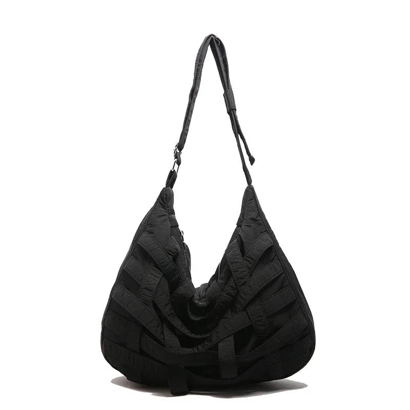 Crossbody Bag with Custom Niche Design  Three-dimensional Hollow Fabric Shoulder Bag  Large Capacity  Travel Storage