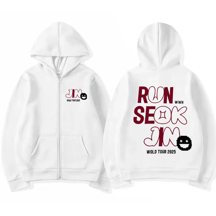 Jin Runseokjin World Tour Hoodie Men Women NEW Vintage Coat Fleece Casual Zip Up Jacket Autumn Winter Oversized Sweatshirts