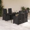 Vidaxl 5-Cz. Gartenmöbel-Set mit Kissen, Schwarz, Polyrattan