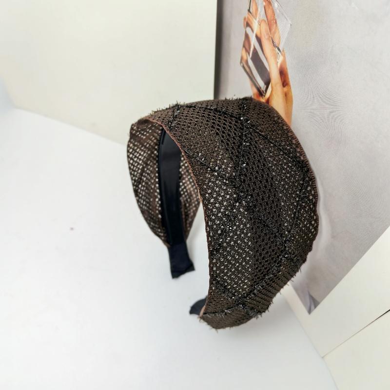Jarní/Letní Černá Síťovaná Čelenka pro Ženy Extra Široká Vlasová Čelenka Křížový Design Elegantní a Módní Vlasové Pásky Lesklá Kostka