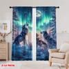 2 Stück, 2D-Flachdruck Minimalistische Vorhänge Heulende Wölfe Vielseitig 100% Polyester (ohne Stange) Festliche Verwendung im Wohnzimmer