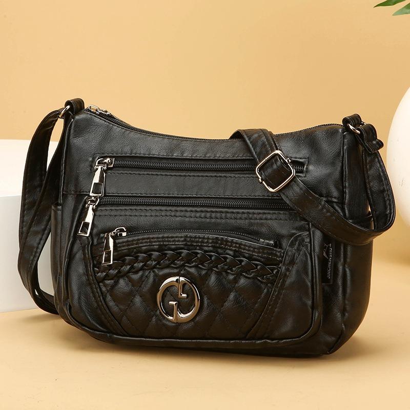 Soft Leather Multi Compartment Single Shoulder Crossbody Bag