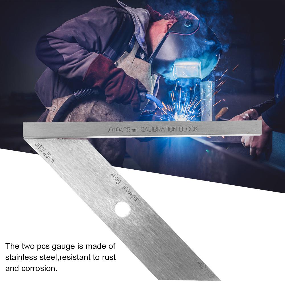 2 Pcs Undercut Gage Accurate Welding Gauge Inspection Stainless Steel Gage and Calibration Block