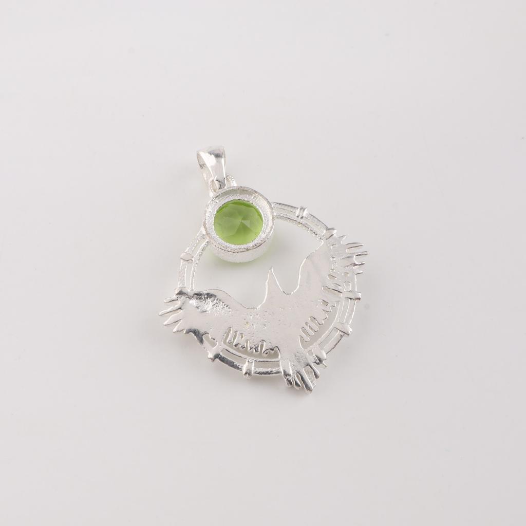 Peridot Gemstone 925 Sterling Silver Jewelry Pendant 1.43" For Anniversary Gift CP-38-13
