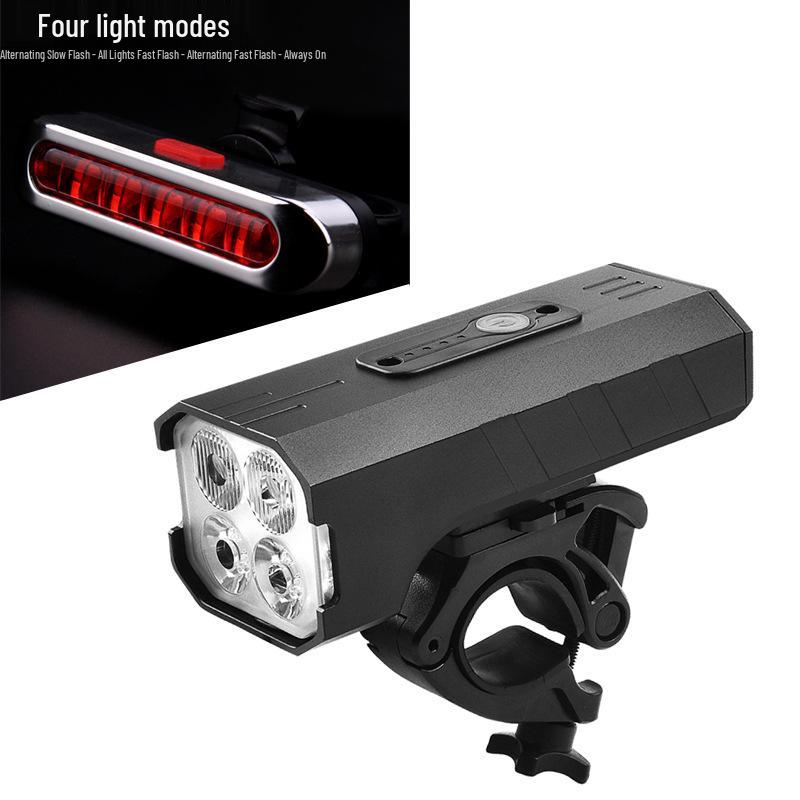 Aluminum Alloy 4T6 High-Brightness USB Rechargeable Bicycle Headlight with Battery Display