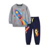 Boys' Rocket Print Long-Sleeve Pullover & Embroidered Sports Pants Set