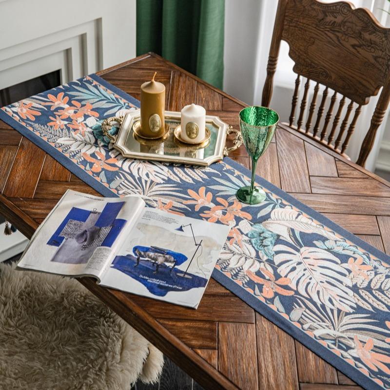 American Retro Jacquard Table Runner Dining Table Cloth Tea Table Cabinet Decorative Strip