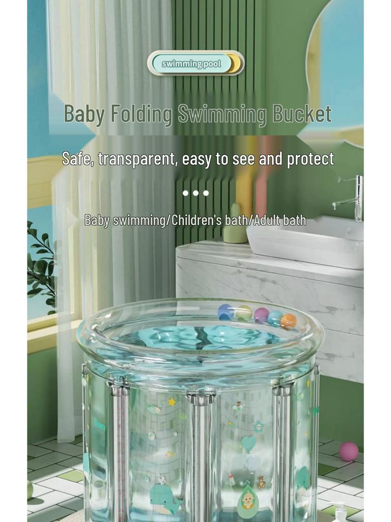 Foldable Transparent Bathtub: Kids & Adults Swimming Bucket