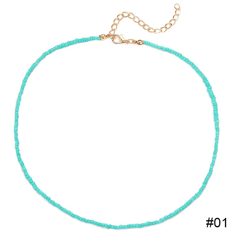 Fashion Creative Colorful Rice Bead Necklace Bohemian Clavicle Choker Beaded Necklace Jewelry Gifts for Women