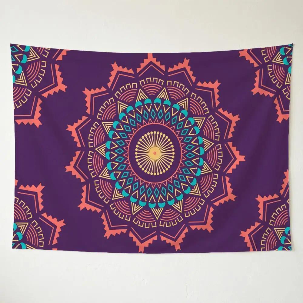 Casual Warm Daily Polychrome M-Mandala Flower Tapestry Washable Soft Tapestry Wall Hanging Decor for Living Home Room Bedroom