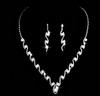 Set Earrings Necklace Wedding Silver Rhinestones Pearls Feminine Elegant B22
