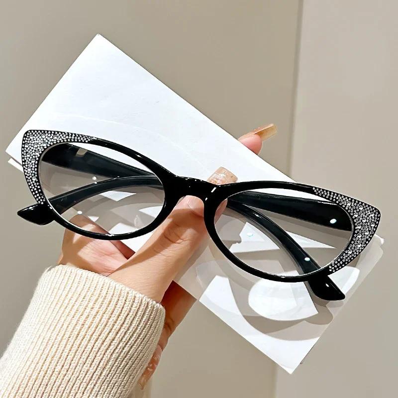 Stylish Cat Eye Glitter Reading Glasses Blue Light Blocking Presbyopia Glasses Women High-definition Eyeglasses Diopter To +4.0