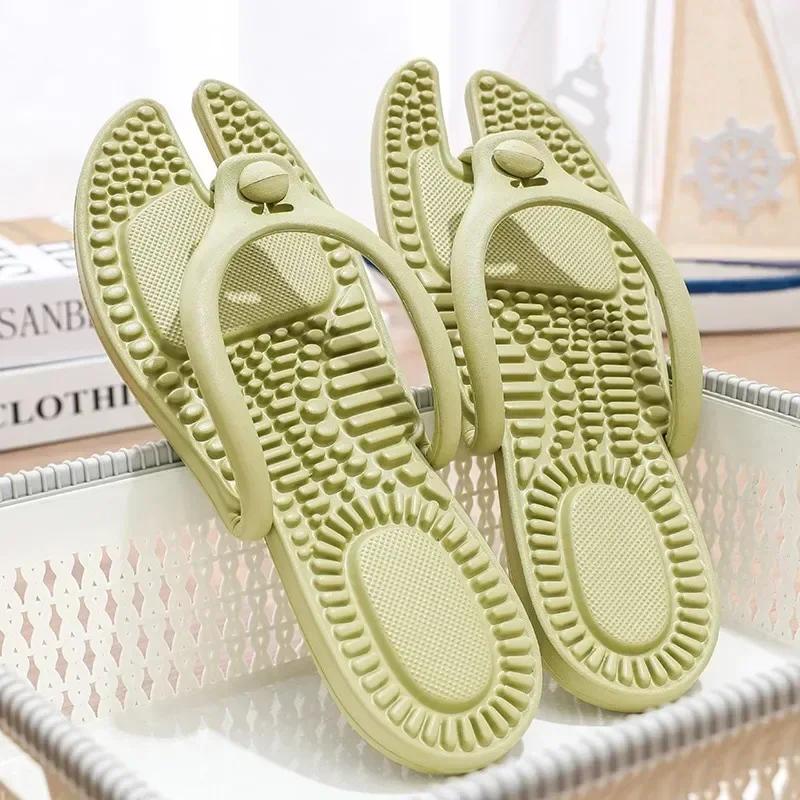 

2025 Hot Sell New Uxst Men s Platform Flip Flops Bathroom Home Women Hotel Slippers Outdoor Travel Folding Slippers Non-slip 45-46 зелёный