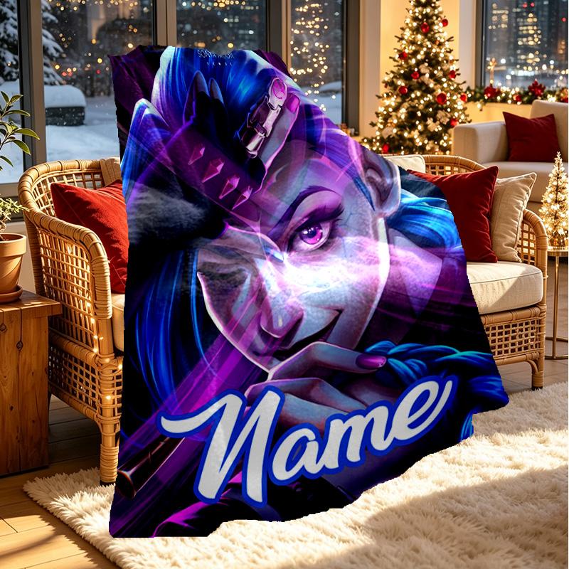 Custom Name Personalized Jinx Print Blanket, Home Decor, Bedroom, Sofa, Camping, Couch, Gifts for Birthday ChristmasEnthusiasts