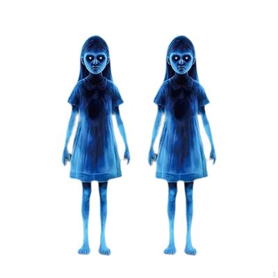 2 Pieces Halloween Zombie Girl Prop Theme Decor 2D Flat Yard Signs Garden Stakes for Lawn Front