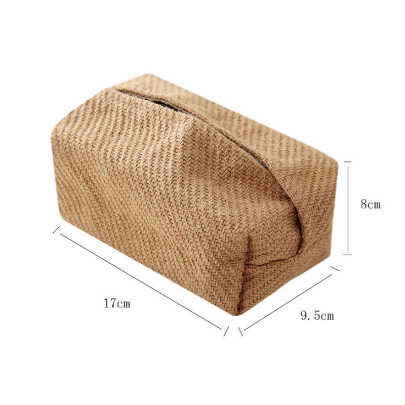 Japanese-Style Jute Tissue Case Napkin Holder for Living Room Table Tissue Boxes Container Home Car Papers Dispenser Holder
