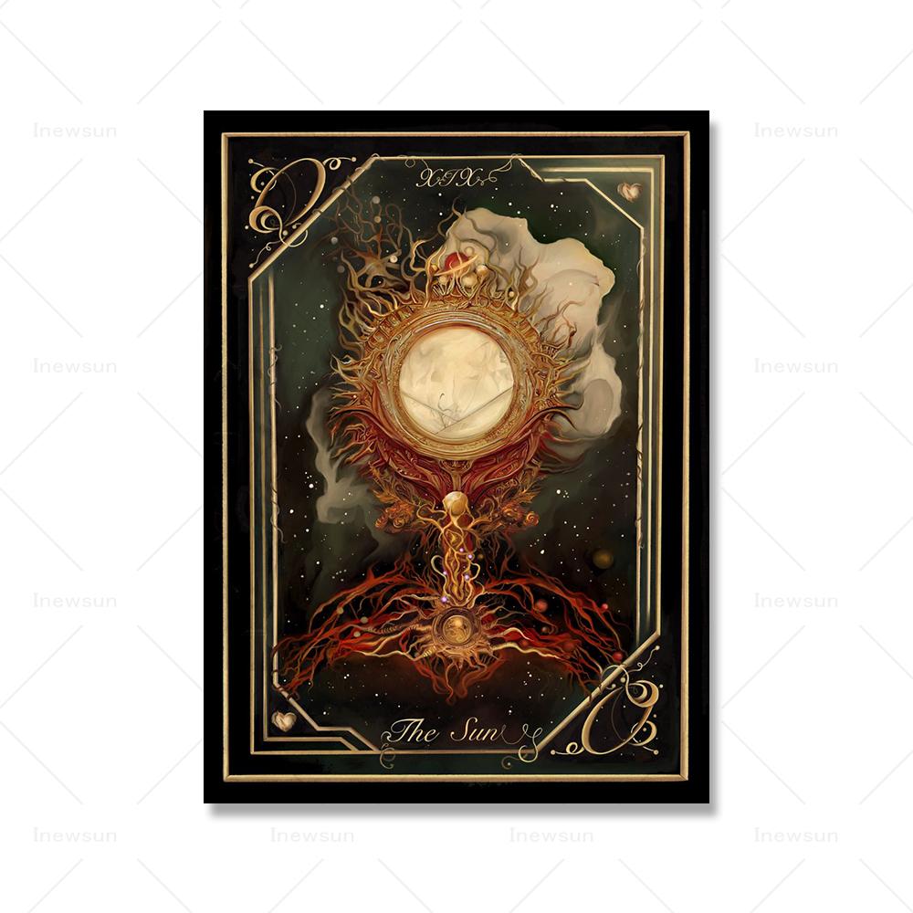 Slunce Měsíc Hvězda Srdce Tarotové karty Obrazy na plátně Obrazy na zeď Umělecké obrazy Vintage Magic Tarot Card Print Painting Kitchen Decor
