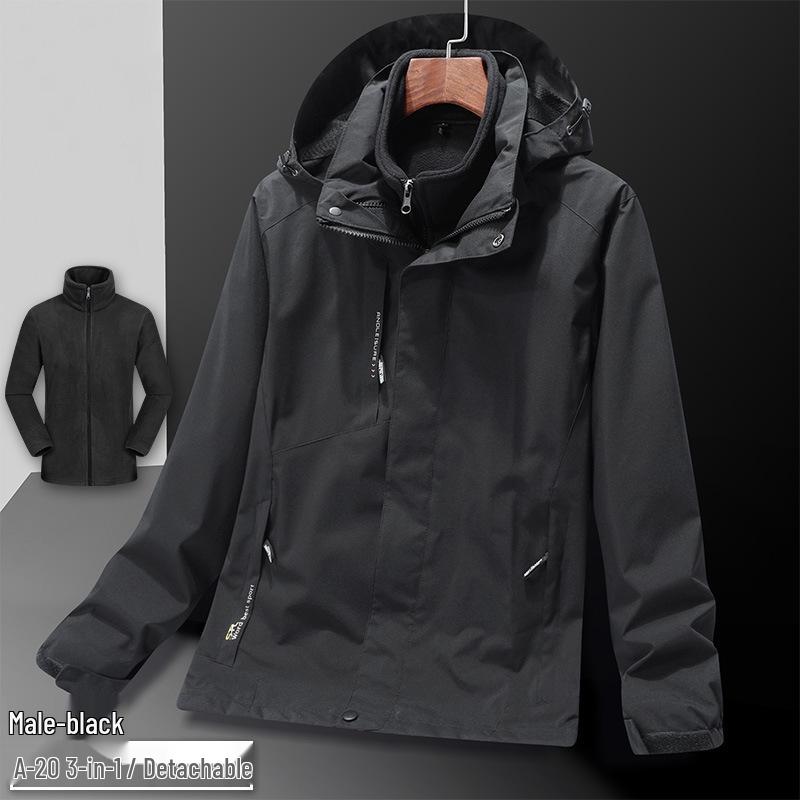 2026 Three-in-One Water-Repellent Hiking Jacket Set with Detachable Hood