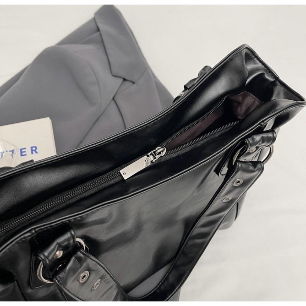 Casual Large Capacity Shoulder Bag Soft Solid Color Crossbody Bag Multifunctional PU Leather Handbag Women