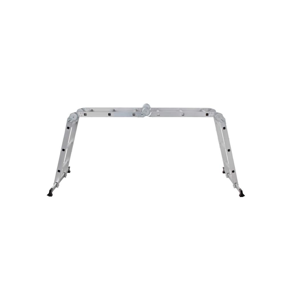 SONGMICS 3.5 M Ladder, Multi-Purpose Aluminium Ladder with 2 Metal Plates and 12 Steps, Articulated, Holds Up To 150 Kg, Silver