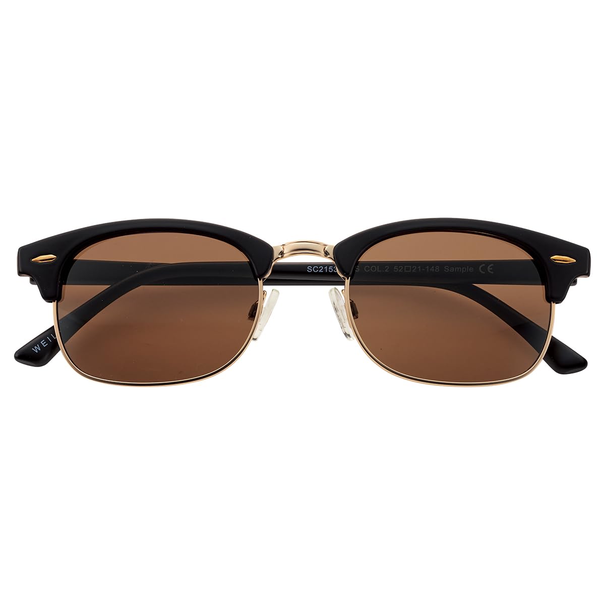 Meigan Men s Retro Stylish Clubmaster Design Wellington Sunglasses with UV400 UV Protection, Durable Gradient Lenses, GoldMBRBrown 7992-01