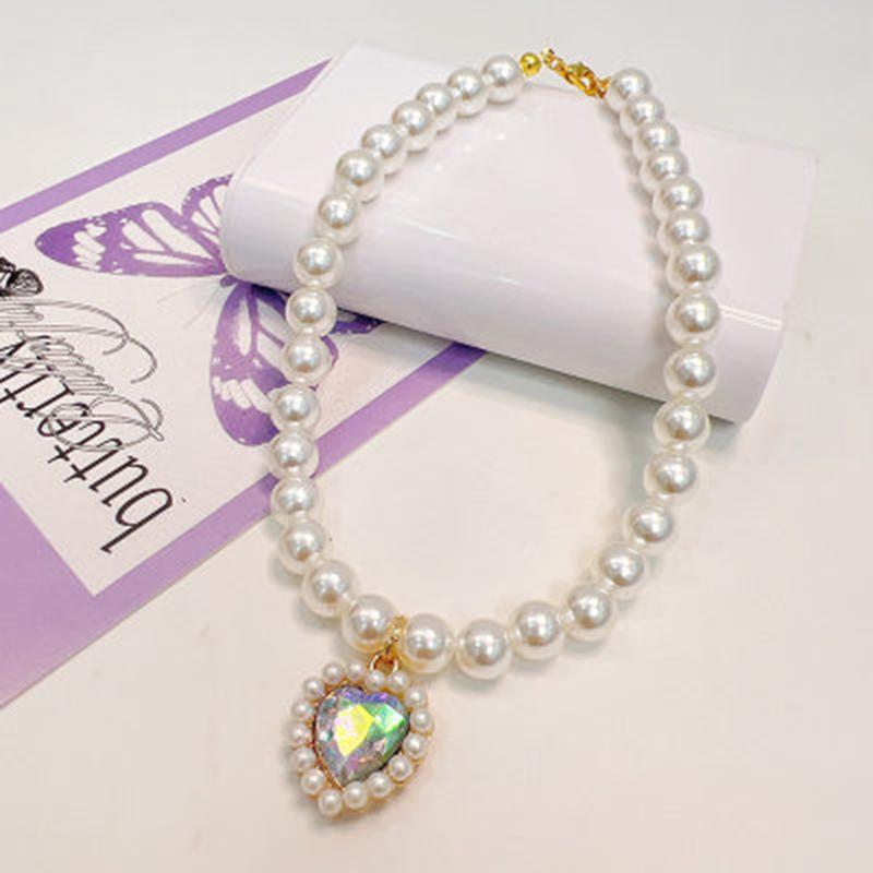 Princess Style Pet Pearl Collar for Dogs Cats-Cute Adjustable Jewelry Accessory for Puppy Kitten Chihuahua Perfect Wedding Gift