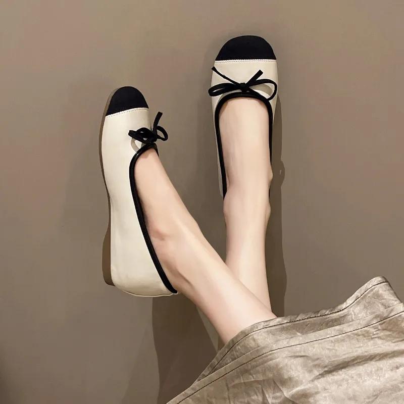Fashion 2024 New Round Toe Casual Sports Shoes Women's Moccasin Summer Candy Color Flat Bow Decorated Ballet Flats Loaf Zapatos Mujer