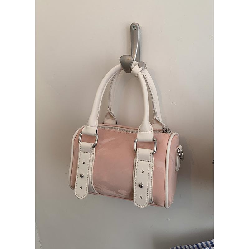 Summer contrasting color portable bowling bag women's 2025 new fashion pillow bag versatile shoulder bag messenger bag