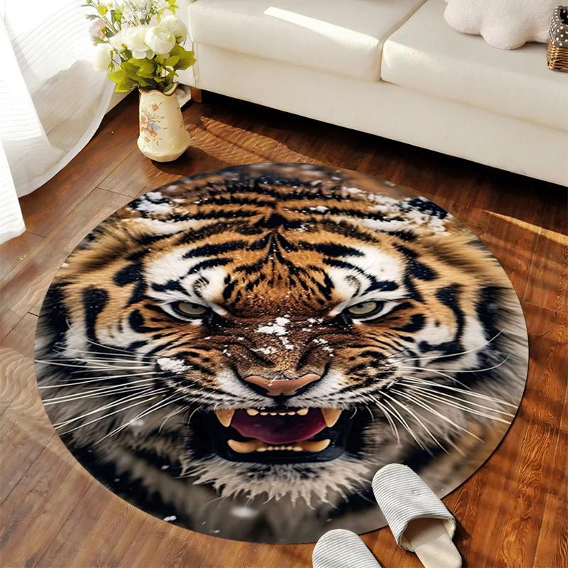 1Pc Tiger theme Circular Print Rug - home decoration Carpet For Living Room Bedroom Flooring Computer Chair Area Rug